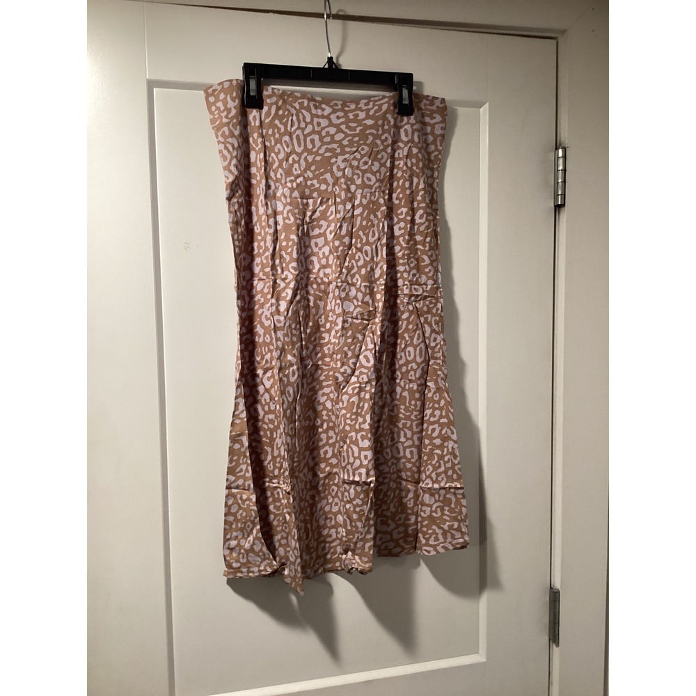 Motel Women Taupe Multi Leopard Print Knee Length Viscose Skirt Size‎ M NWT